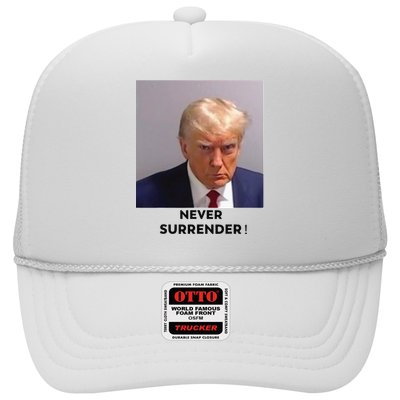 Trump Never Surrender Mug Shot Trucker Hat