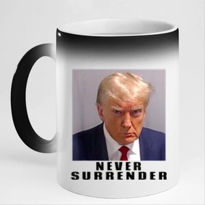 Trump never surrender Donald Trump Mugshot 2024 11oz Black Color Changing Mug