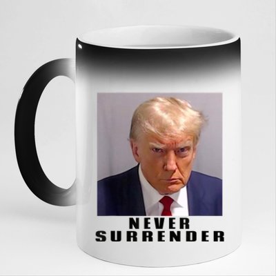 Trump never surrender Donald Trump Mugshot 2024 11oz Black Color Changing Mug