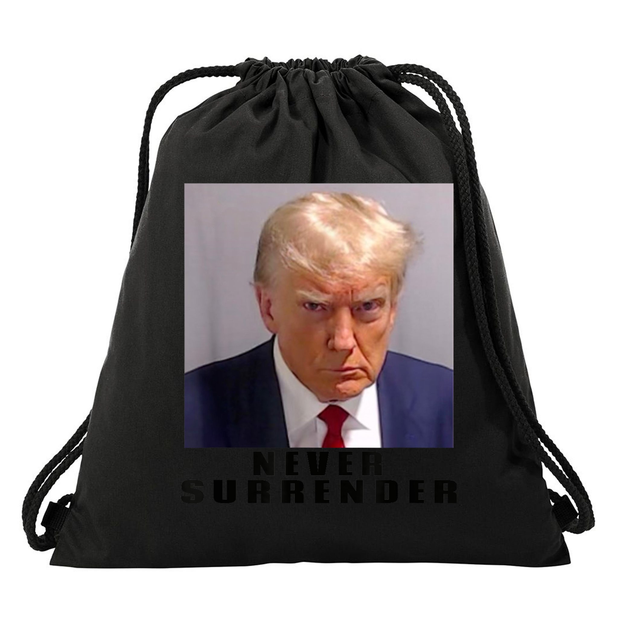 Trump never surrender Donald Trump Mugshot 2024 Drawstring Bag