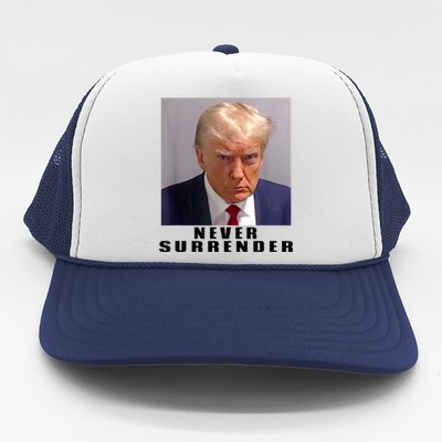 Trump never surrender Donald Trump Mugshot 2024 Trucker Hat