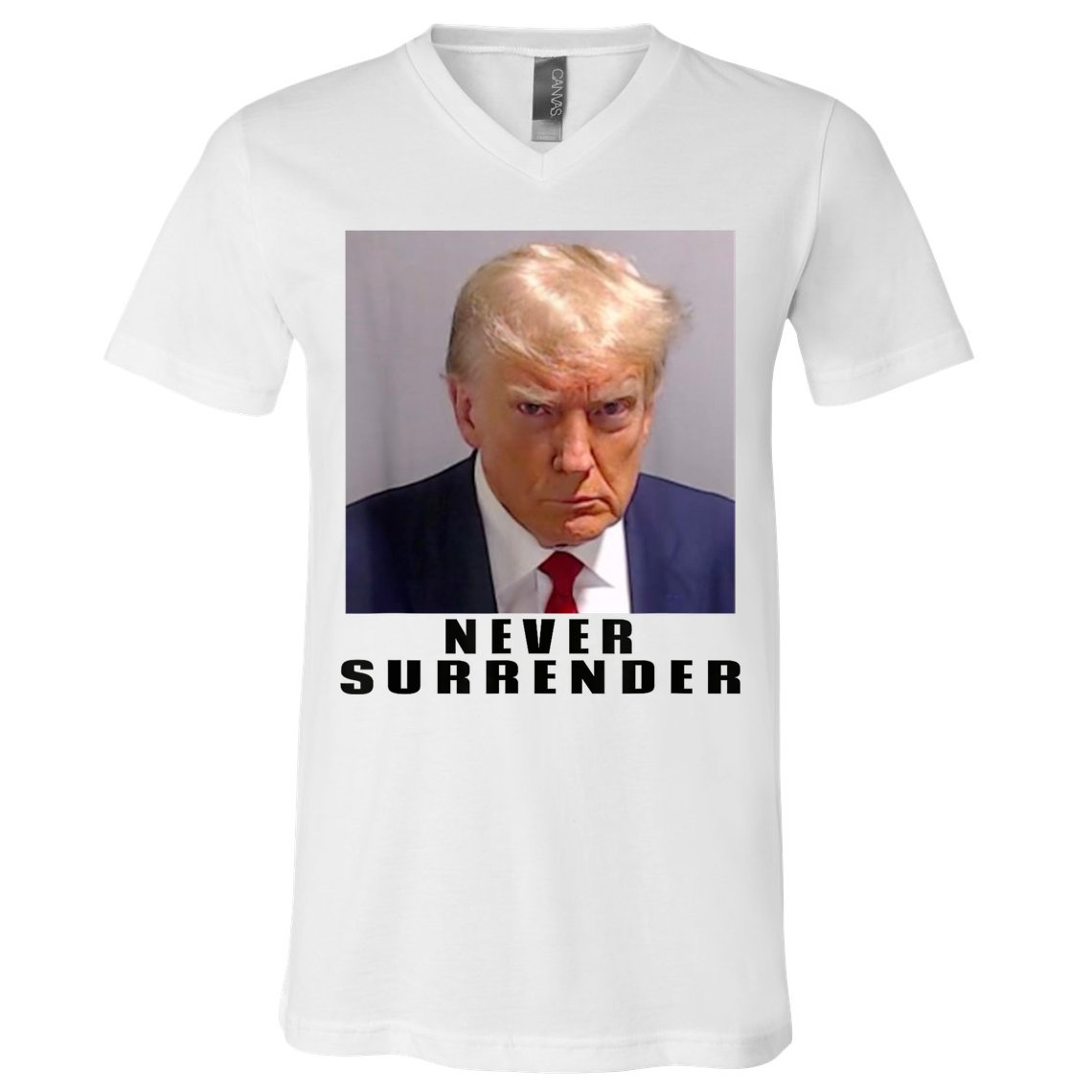 Trump never surrender Donald Trump Mugshot 2024 V-Neck T-Shirt