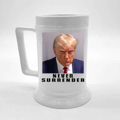 Trump never surrender Donald Trump Mugshot 2024 Beer Stein