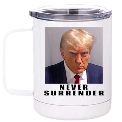 Trump never surrender Donald Trump Mugshot 2024 12 oz Stainless Steel Tumbler Cup