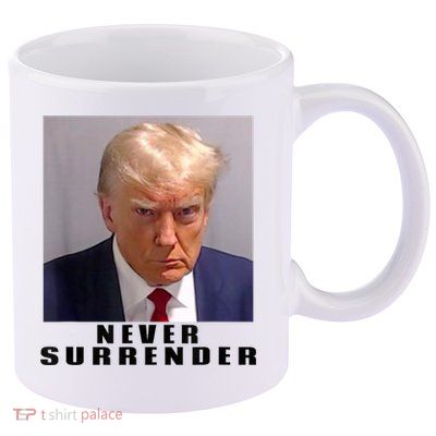 Trump never surrender Donald Trump Mugshot 2024 11oz C Handle Ceramic Mug