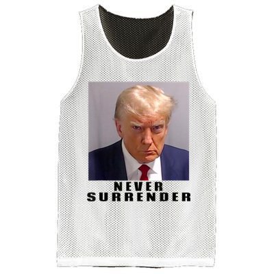 Trump never surrender Donald Trump Mugshot 2024 Mesh Reversible Basketball Jersey Tank