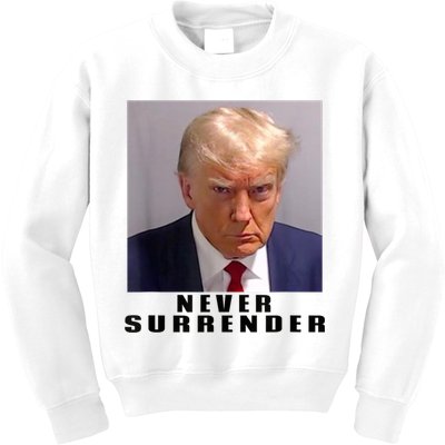 Trump never surrender Donald Trump Mugshot 2024 Kids Sweatshirt