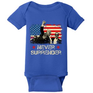 Trump Never Surrender American Flag Pennsylvania Trump Rally Baby Bodysuit