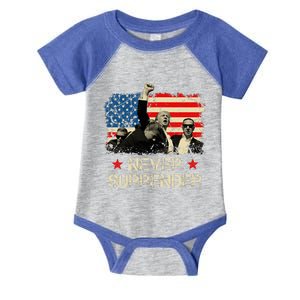 Trump Never Surrender American Flag Pennsylvania Trump Rally Infant Baby Jersey Bodysuit