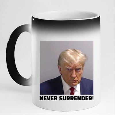 Trump never surrender Donald Trump Mugshot 2024 11oz Black Color Changing Mug