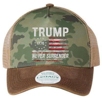 Trump Never Surrender President Donald Trump Us Flag Legacy Tie Dye Trucker Hat