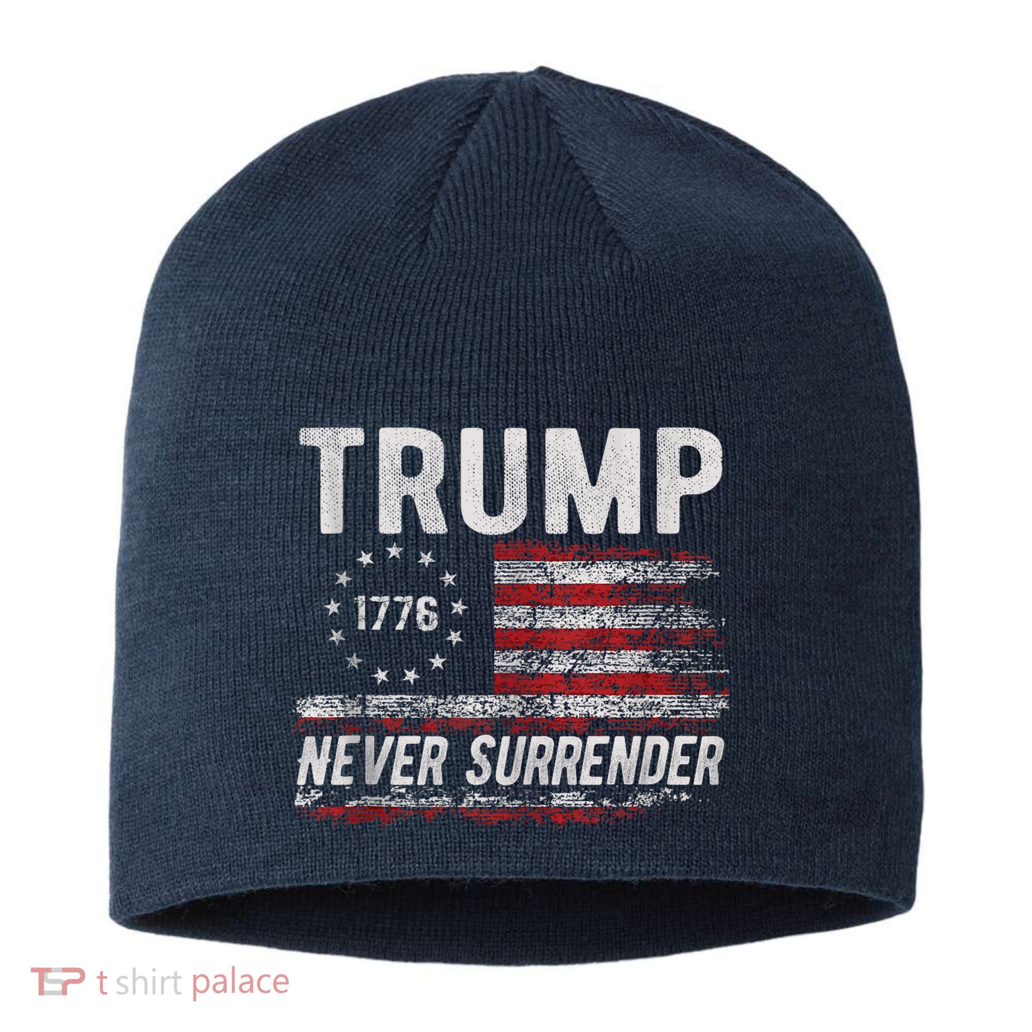 Trump Never Surrender President Donald Trump Us Flag Sustainable Beanie