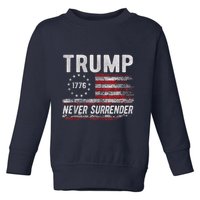 Trump Never Surrender President Donald Trump Us Flag Toddler Sweatshirt