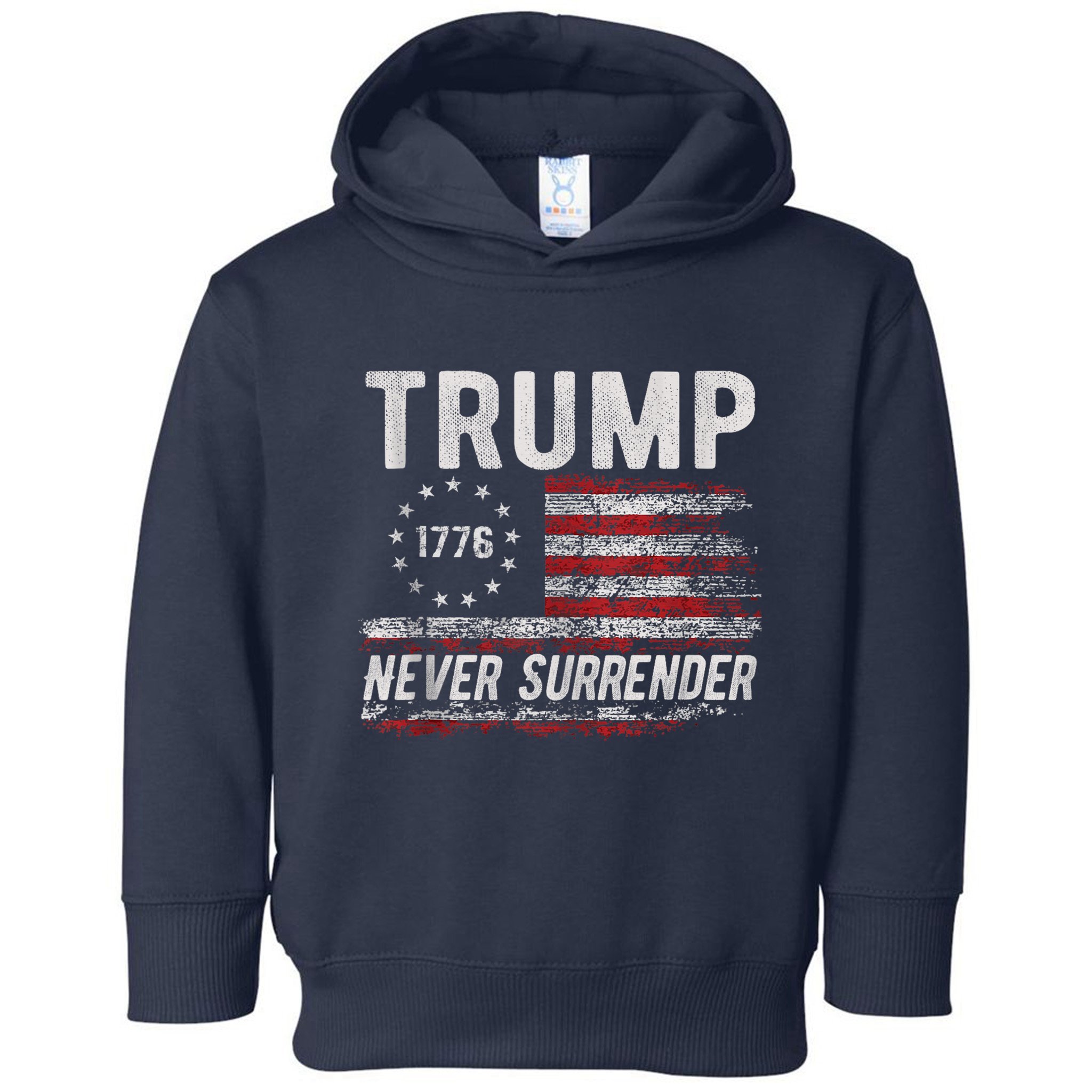 Trump Never Surrender President Donald Trump Us Flag Toddler Hoodie