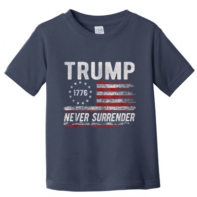 Trump Never Surrender President Donald Trump Us Flag Toddler T-Shirt