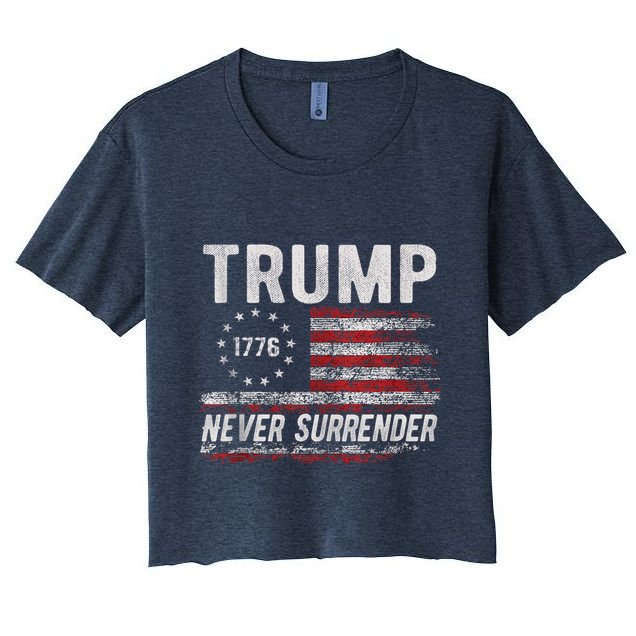 Trump Never Surrender President Donald Trump Us Flag Crop Top
