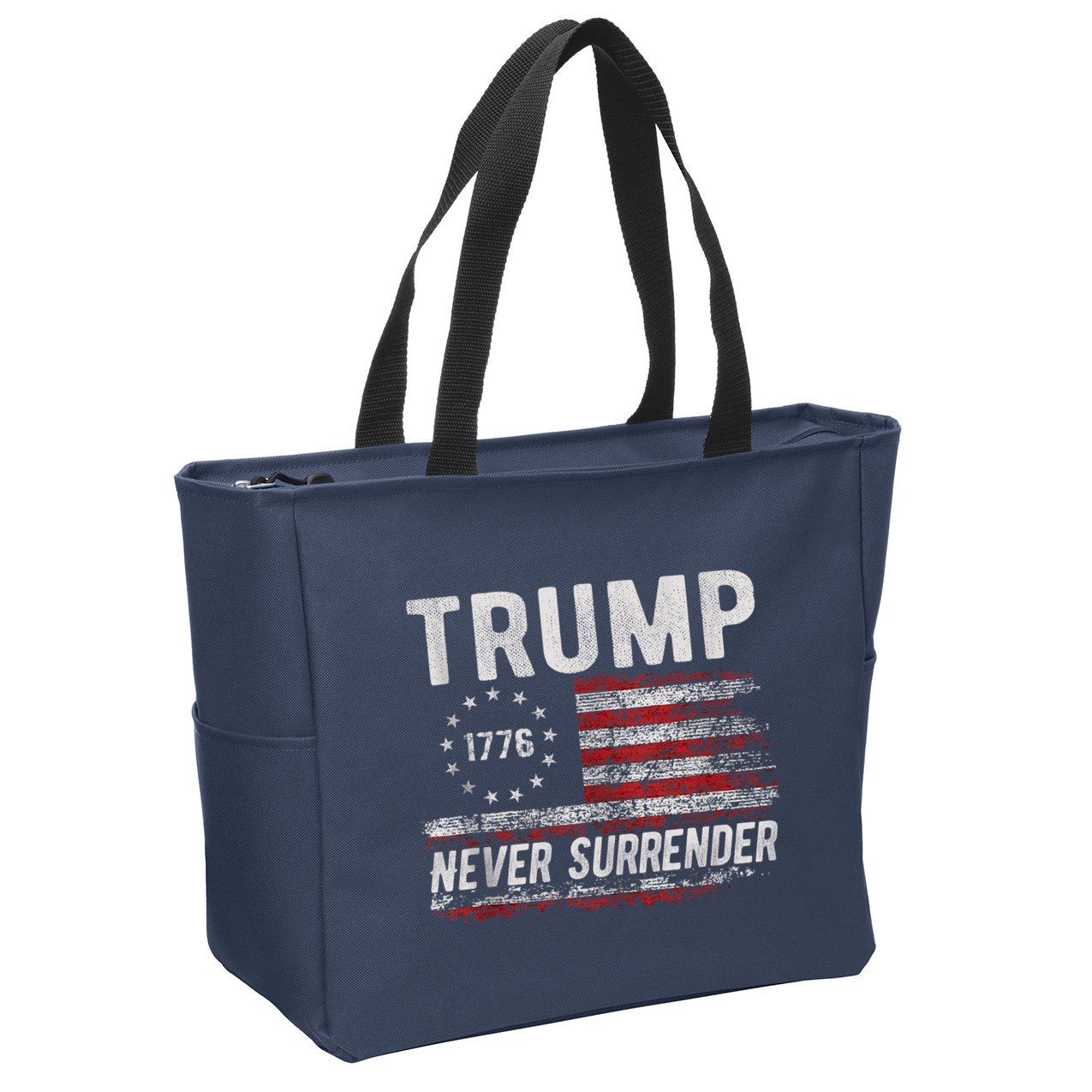 Trump Never Surrender President Donald Trump Us Flag Zip Tote Bag