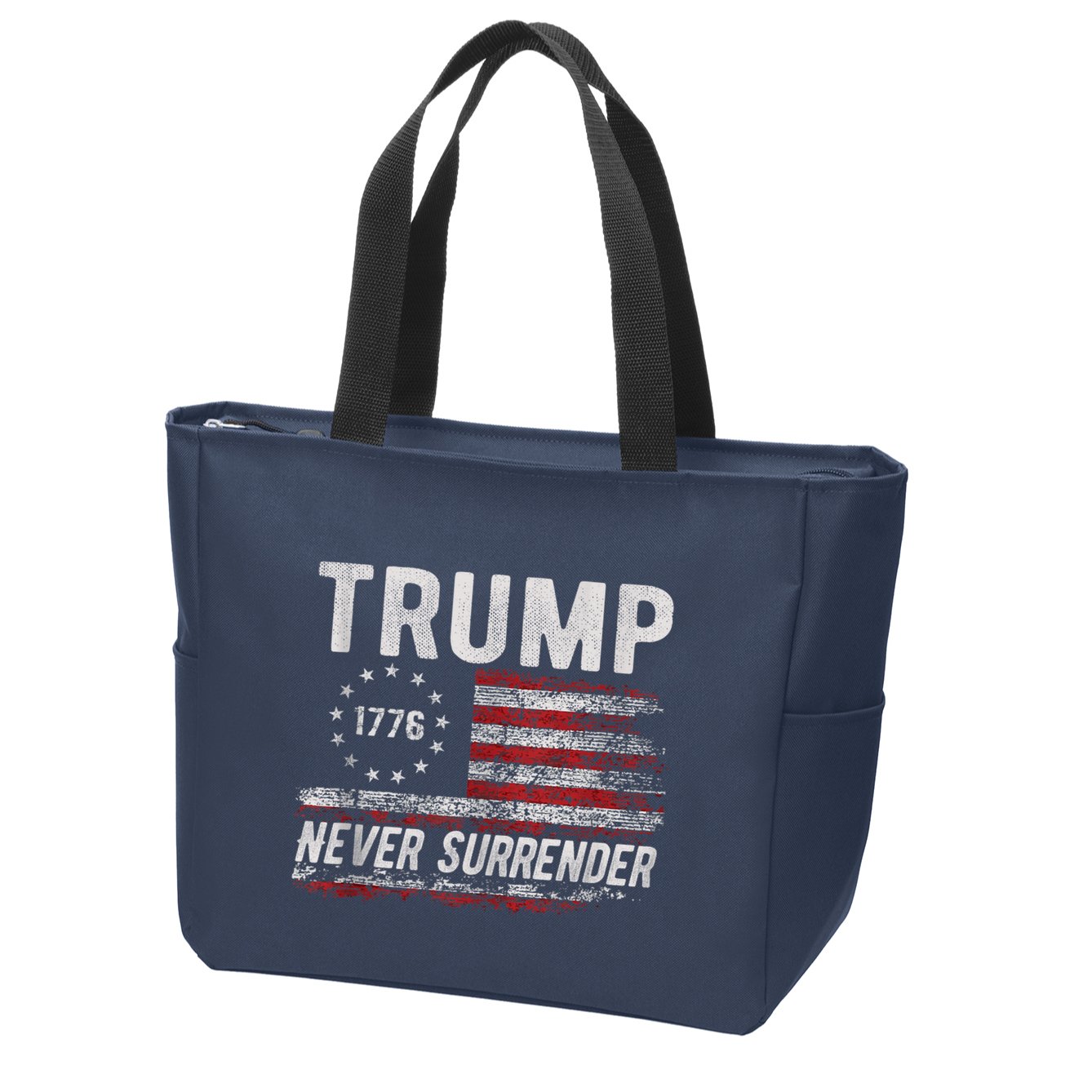 Trump Never Surrender President Donald Trump Us Flag Zip Tote Bag