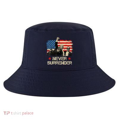Trump Never Surrender American Flag Pennsylvania Trump Rally Shooting Cool Comfort Performance Bucket Hat