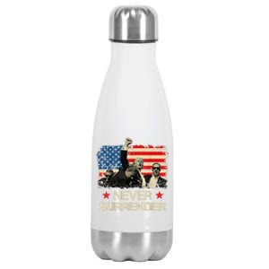 Trump Never Surrender American Flag Pennsylvania Trump Rally Shooting Stainless Steel Insulated Water Bottle