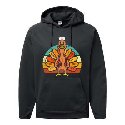 Turkey Nurse Stethoscope Thanksgiving Fall Performance Fleece Hoodie