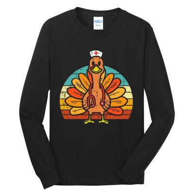 Turkey Nurse Stethoscope Thanksgiving Fall Tall Long Sleeve T-Shirt