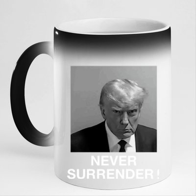 Trump never surrender Donald Trump Mugshot 2024 11oz Black Color Changing Mug