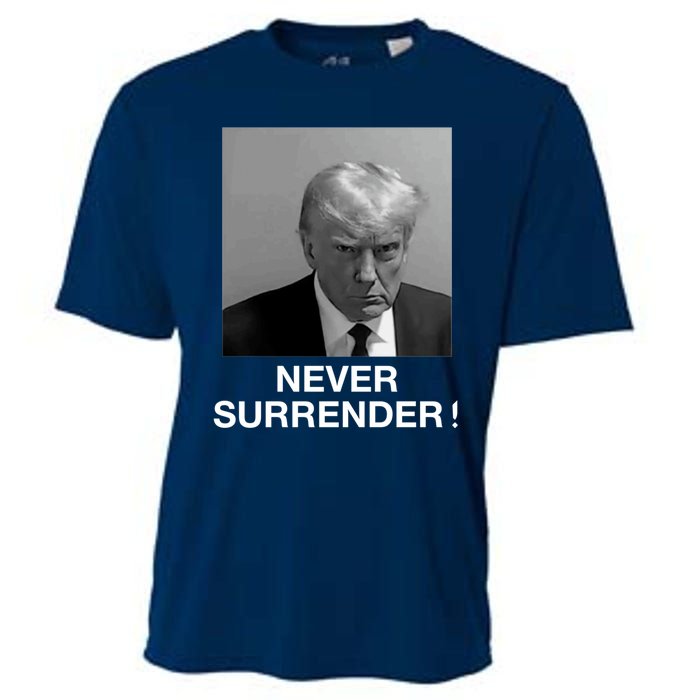 Trump never surrender Donald Trump Mugshot 2024 Cooling Performance Crew T-Shirt