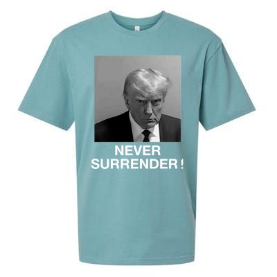 Trump never surrender Donald Trump Mugshot 2024 Sueded Cloud Jersey T-Shirt