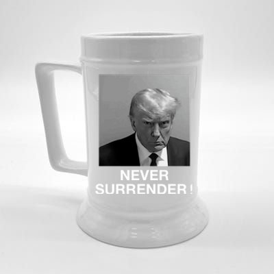 Trump never surrender Donald Trump Mugshot 2024 Beer Stein