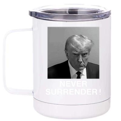 Trump never surrender Donald Trump Mugshot 2024 12 oz Stainless Steel Tumbler Cup