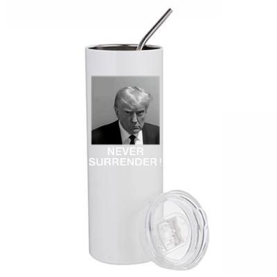 Trump never surrender Donald Trump Mugshot 2024 Stainless Steel Tumbler