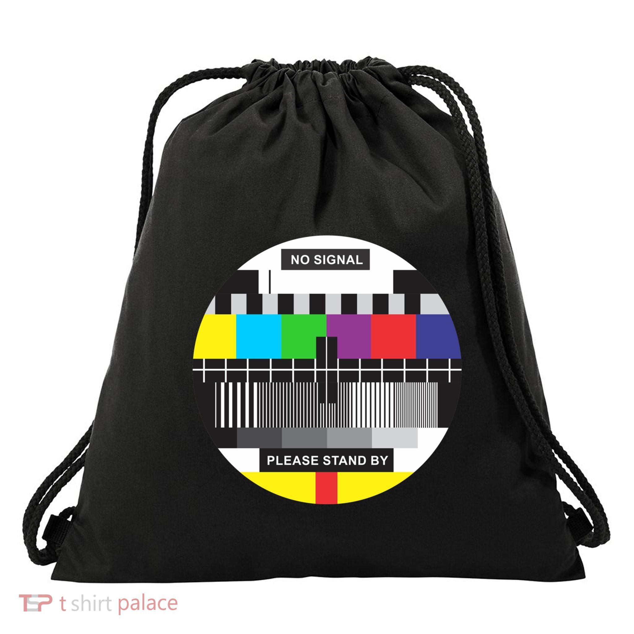 Tv No Signal Drawstring Bag
