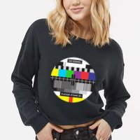 Tv No Signal Cropped Pullover Crew