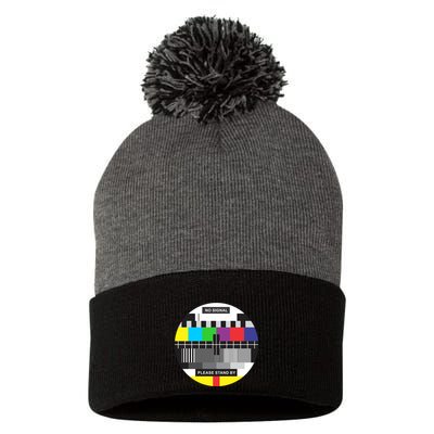 Tv No Signal Pom Pom 12in Knit Beanie