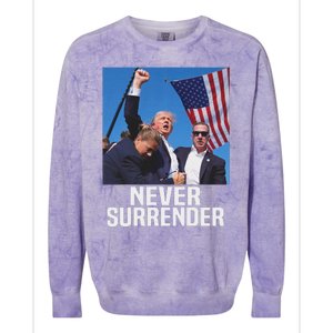 Trump Never Surrender 2024 Resilient Leadership Colorblast Crewneck Sweatshirt