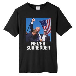 Trump Never Surrender 2024 Resilient Leadership Tall Fusion ChromaSoft Performance T-Shirt