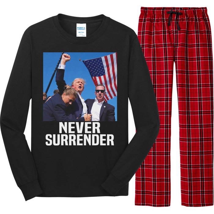 Trump Never Surrender 2024 Resilient Leadership Long Sleeve Pajama Set