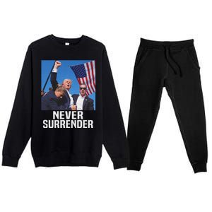 Trump Never Surrender 2024 Resilient Leadership Premium Crewneck Sweatsuit Set