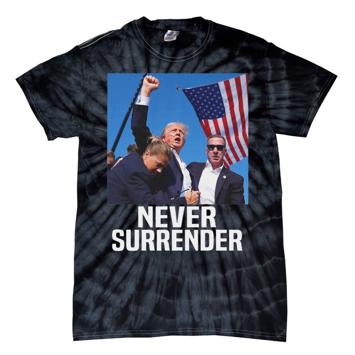 Trump Never Surrender 2024 Resilient Leadership Tie-Dye T-Shirt