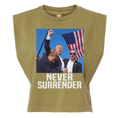 Trump Never Surrender 2024 Resilient Leadership Garment-Dyed Women's Muscle Tee