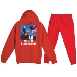 Trump Never Surrender 2024 Resilient Leadership Premium Hooded Sweatsuit Set