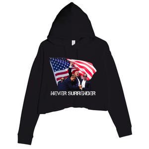 Trump Never Surrender Crop Fleece Hoodie