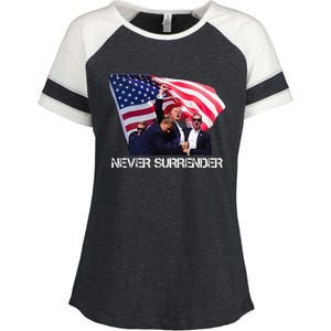 Trump Never Surrender Enza Ladies Jersey Colorblock Tee