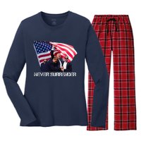 Trump Never Surrender Women's Long Sleeve Flannel Pajama Set 