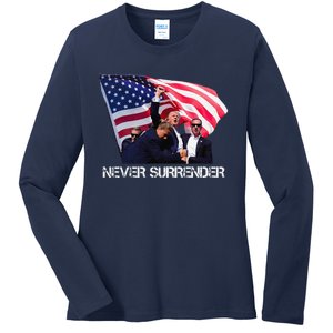 Trump Never Surrender Ladies Long Sleeve Shirt