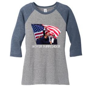 Trump Never Surrender Women's Tri-Blend 3/4-Sleeve Raglan Shirt