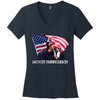 Trump Never Surrender Women's V-Neck T-Shirt