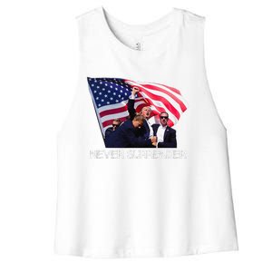 Trump Never Surrender Women's Racerback Cropped Tank