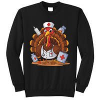 Turkey Nurse Stethoscope Thanksgiving Fall Scrub Top Women Sweatshirt